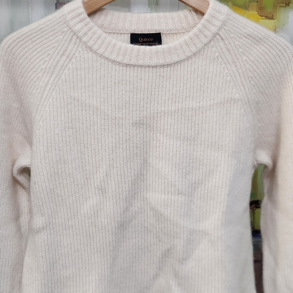 Quince Cream Women's Crew Neck Cashmere  Sweater - Picture 6 of 10
